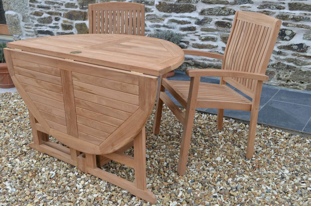 Bucklebury | 1.2m Round Folding Gateleg Teak Garden Dining Table | 4 to 6 Seater