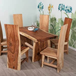 solid wood 6 seater dining table set