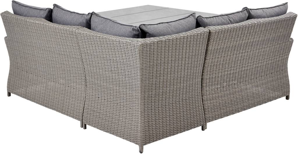 Slate Grey Barbados Square Corner Seating Set with Ceramic Top