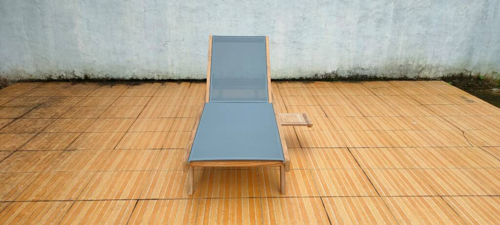 Teak and Textilene Lounger- Luxury Soft grey